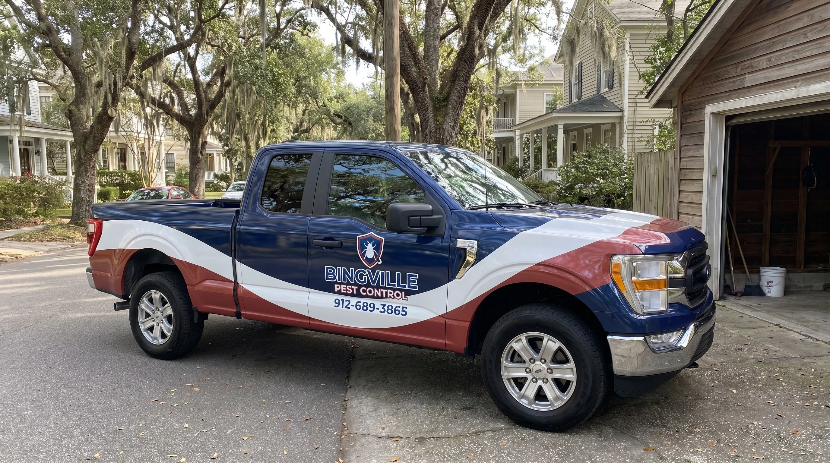 Bingville Pest Control technician performing pest inspection in Savannah GA